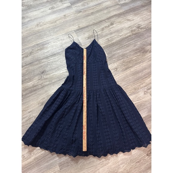 J. Crew Tiered Spaghetti-strap Midi Dress Size 16 Navy Blue Eyelet - Picture 5 of 10